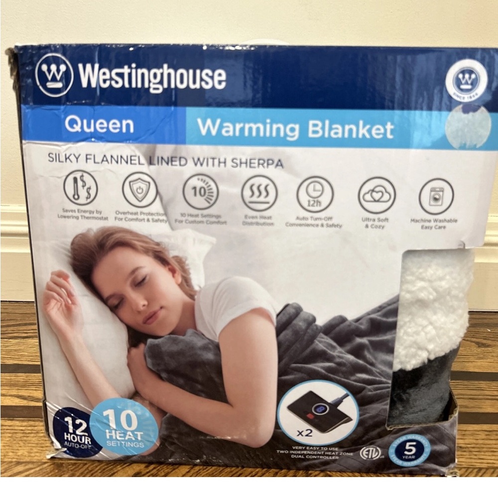NEW Westinghouse Warming Blanket Queen 84 x 90 new in box Electric 10 Settings
